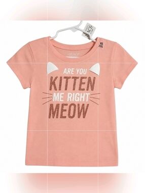 NWT Children’s Place | Kitten Glitter “Meow” Graphic Top - Size 4 Girl